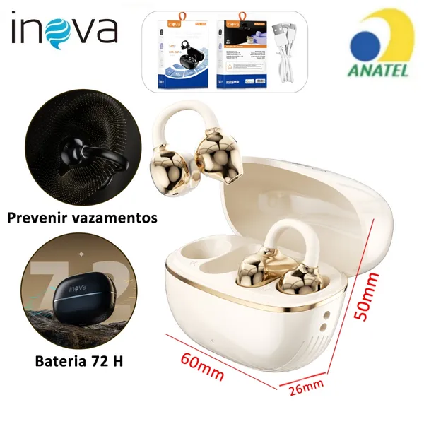 INOVA Fone De Ouvido Bluetooth 5.4 Toque DE Impressão Digital 72H Autonomia ANC Cancelando Ruído