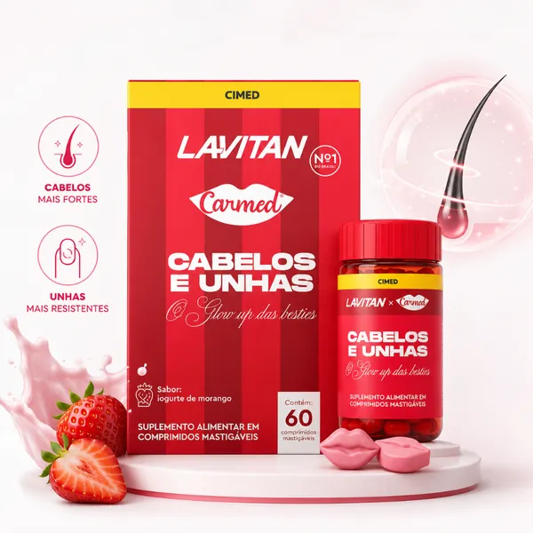 Lavitan Carmed Cabelos e Unhas 60 cápsulas | Vitamina Mastigável