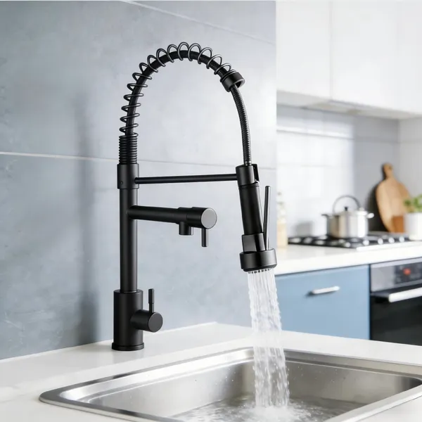 Torneira Gourmet Industrial de Bancada Mola Retrátil Cromada Spray 360°