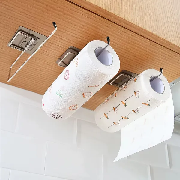 Suporte Porta Papel Toalha de Parede Inox Autoadesivo Kit Até 3