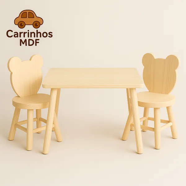Kit Infantil Mesinha Com Duas Cadeiras 25cm Infantil