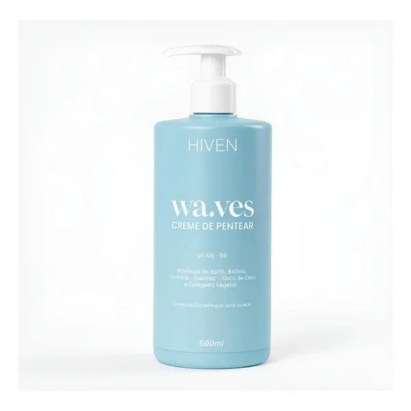 Creme de Pentear 500ML Nutrição Cachos Definição Finalizador Hidratação Proteção Térmica Waves