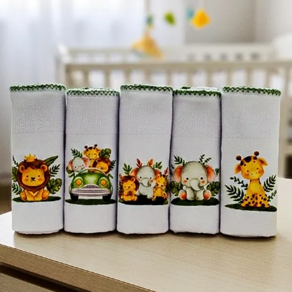 Fralda de Bebe Tecido Duplo / 100% algodão / Kit com 5 Unidades / Menina e Menino / 70cmx70cm /