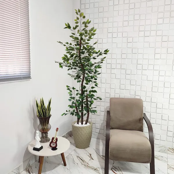 Árvore Artificial Fícus Verde 190cm Grande Vaso Decoração Pedra