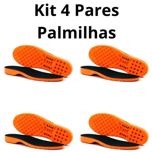 Kit Com 4 Pares Palmilhas Em Gel PU Ortopédica Para Várias Horas de Trabalho Super Confortável