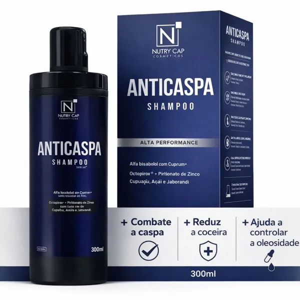 Shampoo Anticaspa Coceira Dermatite Seborreica Controle Caspa 300ml Nutry Cap
