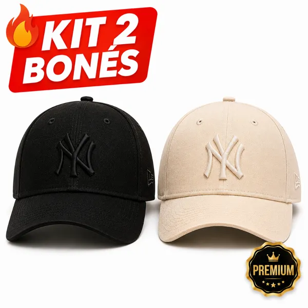 Kit 2 Bonés NY New York Feminino Masculino Bordado Premium Aba Curva Unissex Blogueira - ENVIO IMEDIATO