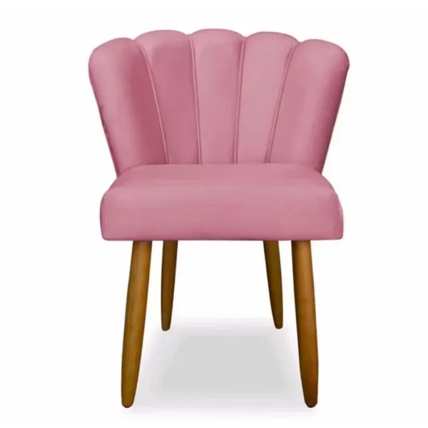 Cadeira petala decorativa veludo rosa