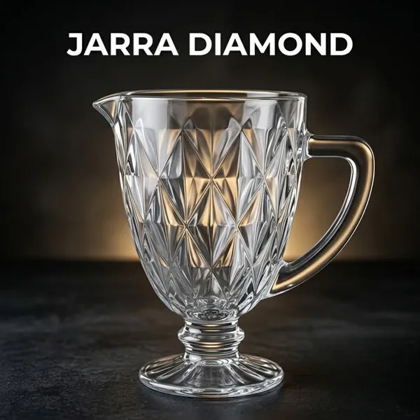 Jarra Luxo Diamond Vidro Transparente 1,2L Resistente Jarra Grande para suco agua chá