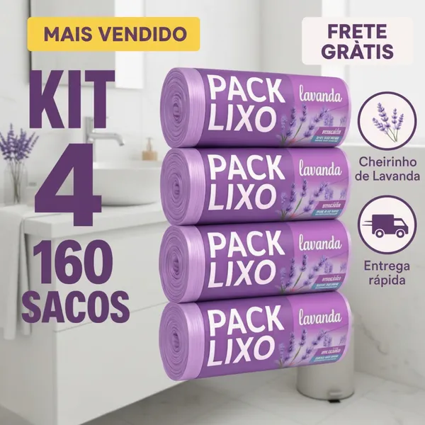 Kit 4 Sacos De lixo Perfumados Lavanda Para Pia Cozinha e Banheiro Anti Odor