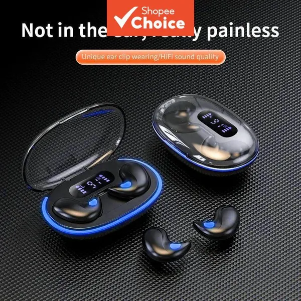 Fones de Ouvido X55 TWS Mini Sleep Sem Fio Bluetooth com Display LED, Som Estéreo HIFI, IPX5 à Prova d’Água e