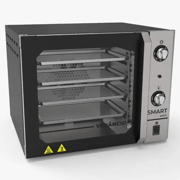 Forno Convector Venâncio Smart Basic 4 Esteiras com Corpo Preto e Painel Inox 220V FCSB4EPRIN