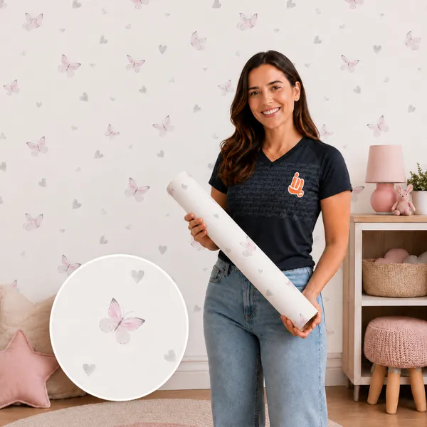 Papel de Parede Autocolante Teen Borboletas para Quarto de Menina – Envio Imediato