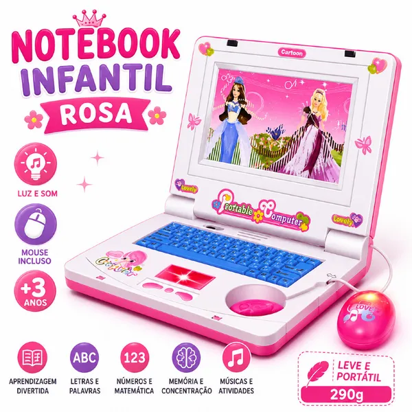 Notebook De Brinquedo Laptop Infantil Musical Com Luz Educativo Presentes para crianças