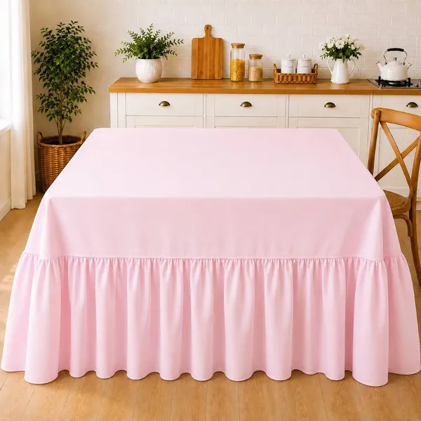 Toalha de Mesa  Farm Oxford Liso Premium Com Babado Até o Chão Para Festa Buffet Eventos