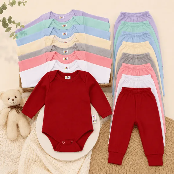 Kit roupas de bebê 12 Pçs Body Manga longa E Mijão Barato Enxoval
