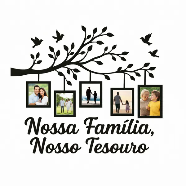 Quadro Porta Retrato Parede Decorativo Mdf 40x70 Árvore Molduras Foto Família Decoração Sala