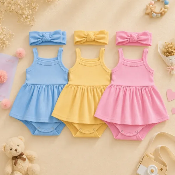 Macacão Vestido Canelado Conjunto Laço Fofo Body Tapa Fralda Conforto