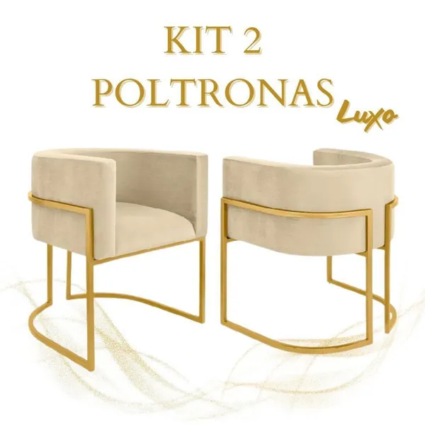 kit 2 Poltronas Decorativa Cadeira para Clinica Recepção Consultório Base em Metal Luxo