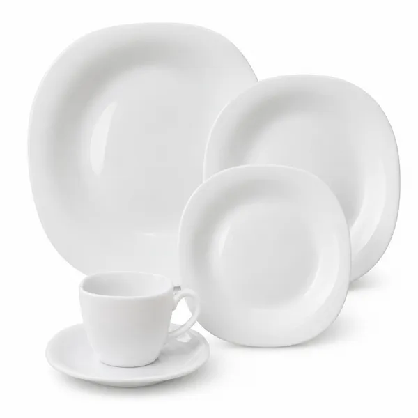 Jogo de Jantar 20 Peças Opaline Vidro Completo Louças Pratos e Xícaras - Promoção !