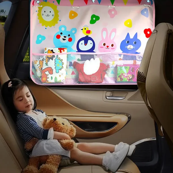 Cortina Solar Automotiva Anti-UV Ajustável para Janela de Carro Proteção Infantil Verão