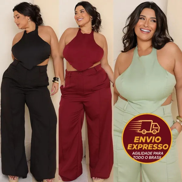 Conjunto Plus Size Estiloso Atemporal Feminino Elegante