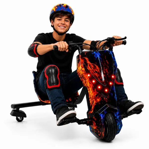 Triciclo Elétrico Drift Motorizado 36v250W Adulto/Infantil 3 Velocidades Bluetooth Led C/ Kit proteção