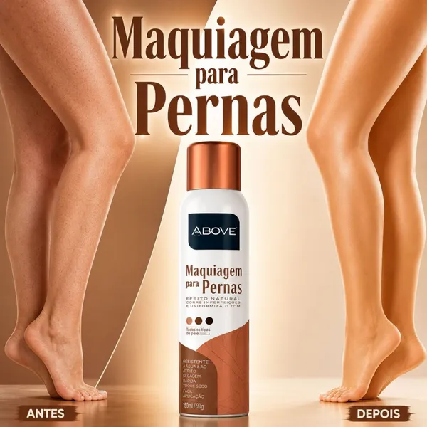 Maquiagem Para Pernas Em Spray Above Meia Calça Em Spray Resitente À Água Cobertura Uniforme 150ml
