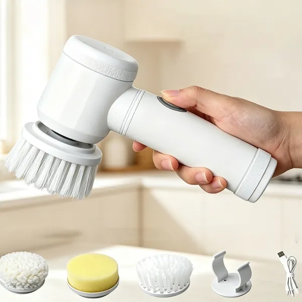 Escova De Limpeza 5 em 1 Ajustável Janela Banheiro e Cozinha Ferramenta Recarregável