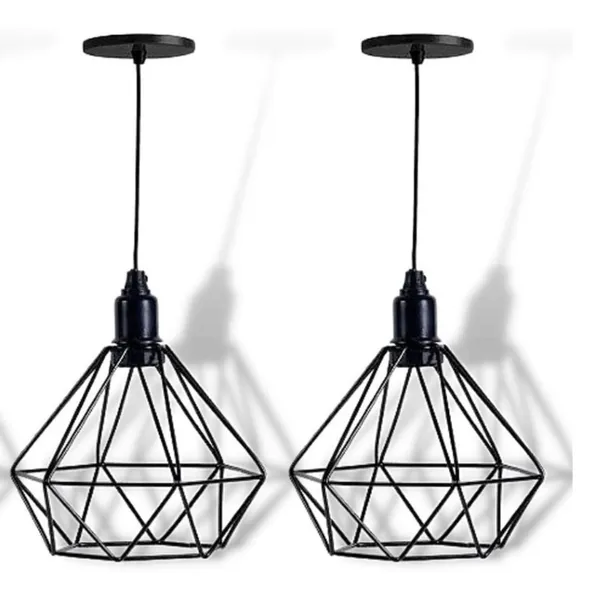 Kit 2 Pendente Diamante Piramide Industrial Luminaria Cabo Regulavel