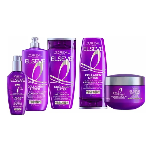 Kit Completo Elseve Collagen Lifter 5 Itens – Engrossador para Cabelos Finos e Sem Volume (200ml)