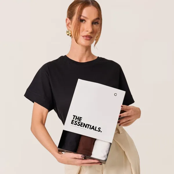 Kit 3 T-Shirts Essenciais em Algodão
