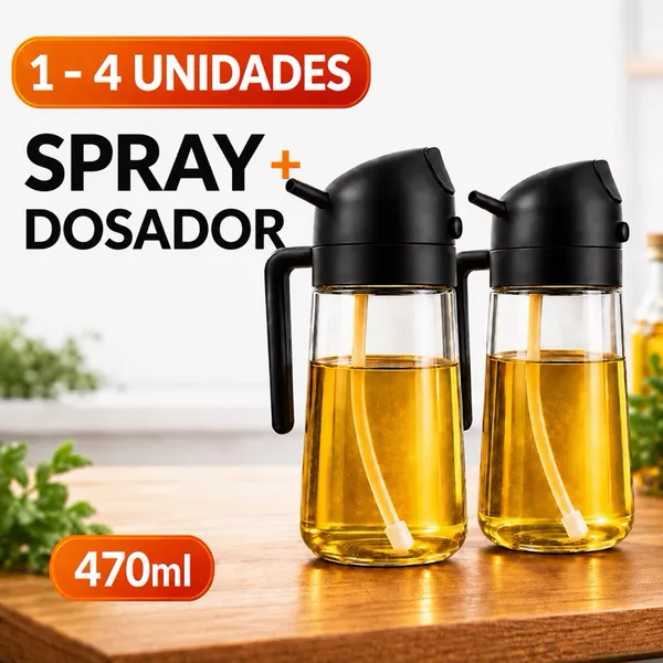 Galheteiro Spray Azeite Borrifador Dosador 2 em 1 Economico vidro 470ml Óleo Vinagre Shoyu Gourmet
