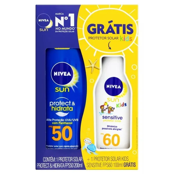 Kit Protetor Solar Adulto FPS 50 200ml + Protetor Solar Infantil FPS 60 100ml – Nivea