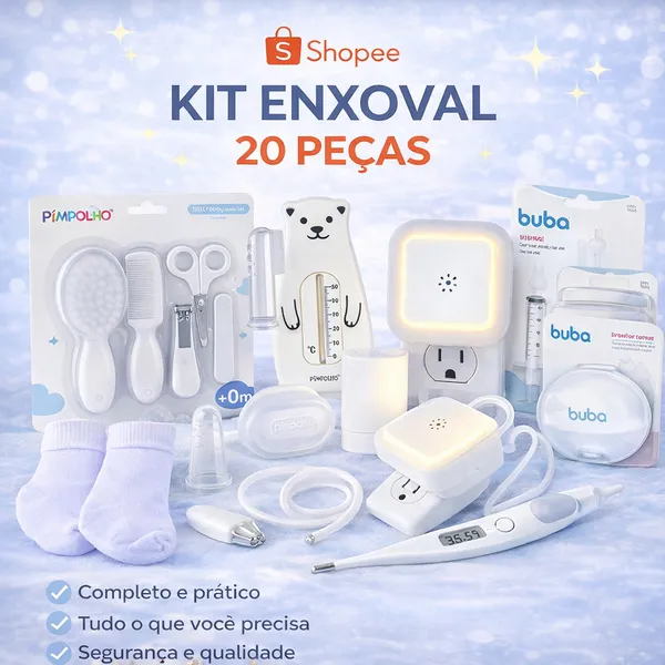 Kit Enxoval Bebê 20 Peças Completo | Higiene, Saúde e Cuidados Essenciais Recém-Nascido