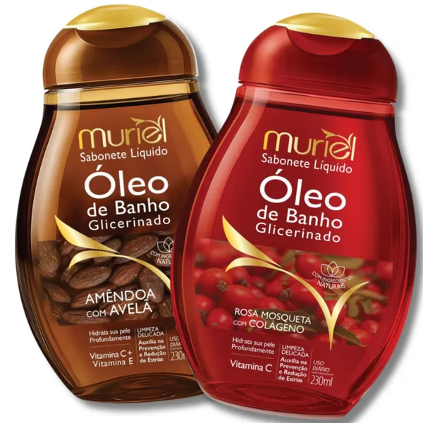 Kit 2 Sabonetes Líquidos Óleo de Banho Glicerinado 230ml Muriel – Escolha Sua Dupla