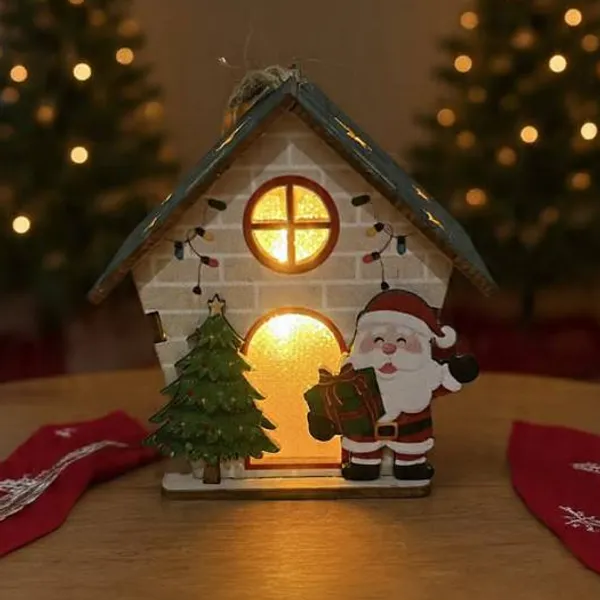 Enfeite Luminoso P Natalino Casinha Árvore de Natal 7,0 cm (comprimento) x 4,0 cm (largura) x 7,5 cm (altura)