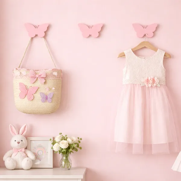 Gancho Suporte de Parede Borboletas - Pino de Pendurar Roupa Bolsa acessorios Quarto de Menina