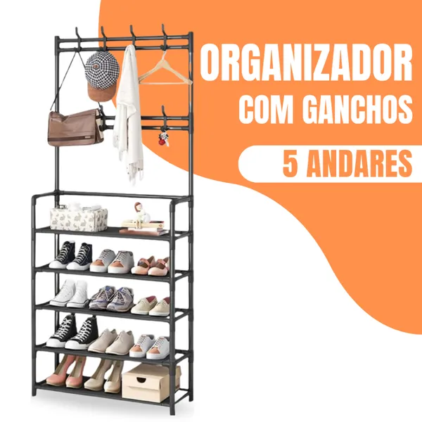 Organizador De Roupa ​Arara Cabideiro Sapateira Multiuso Com Gancho - Epsilon