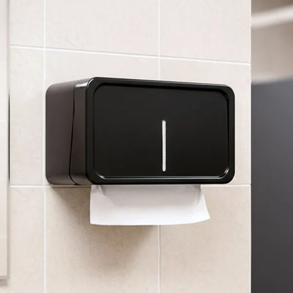Toalheiro Dispenser Interfolha Papel Preto Moderno Banheiro