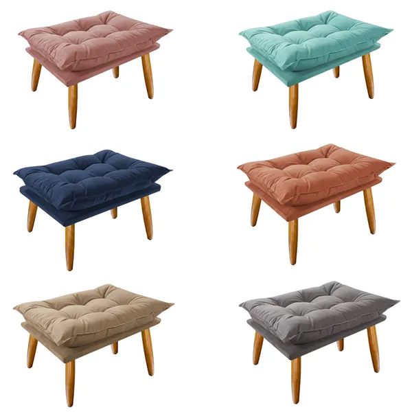 Puff Opala Slim Suede Pés Palito Decorativo - Bela Móveis