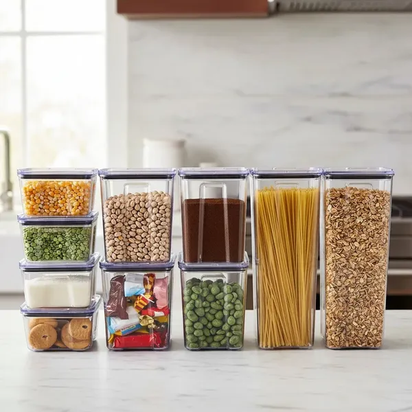Kit 10 Pote ​Hermético Empilháveis Porta Mantimento Cozinha Organizador Rebirth
