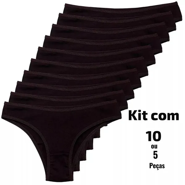 Kit Calcinha Cotton Confort Algodão Tanga Básica Feminina Conforto