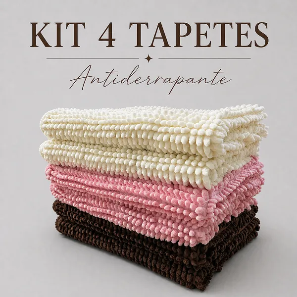 Kit Jogo Tapete de Banheiro Antiderrapante 58x38cm Tapete Bolinha Macarrão Microfibra  Absorvente
