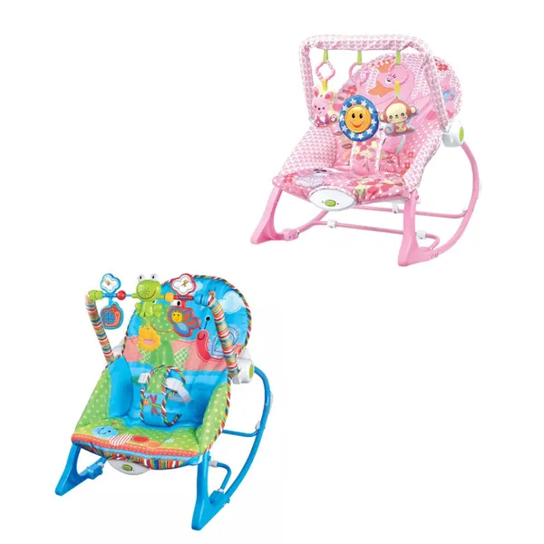 Cadeirinha Descanso Bebê Musical Rosa Azul Até 18kg Vibratória
