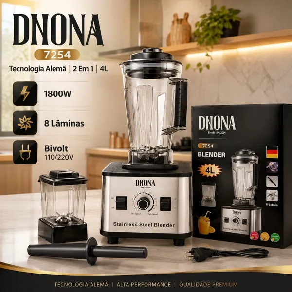 Liquidificador DNONA 7254 2 Em 1 4L 1800W Bivolt