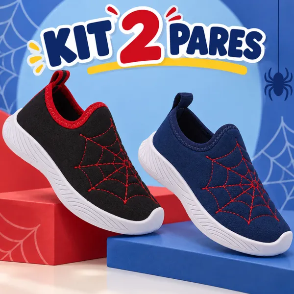 Kit 2 Tênis Infantil Menino Calce Fácil Macio e Confortável