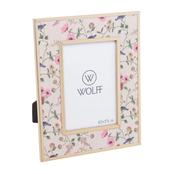 Porta-Retrato Blossom Garden 10cm x 15cm Metal Dourado Foto 10x15 Decoração Sala Quarto Presente Casamento Elegante Luxo