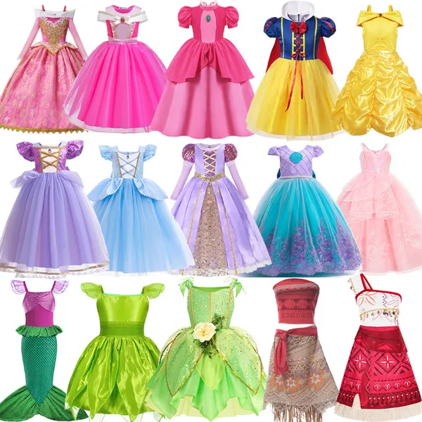 Meninas Sereia Vestidos De Princesa Vestido Verde Crianças Moana Cosplay Roupa Infantil Menina