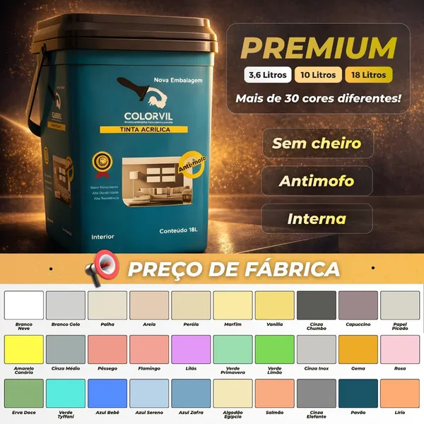 Tinta Acrílica Colorvil 3,6L Sem Cheiro Anti-mofo